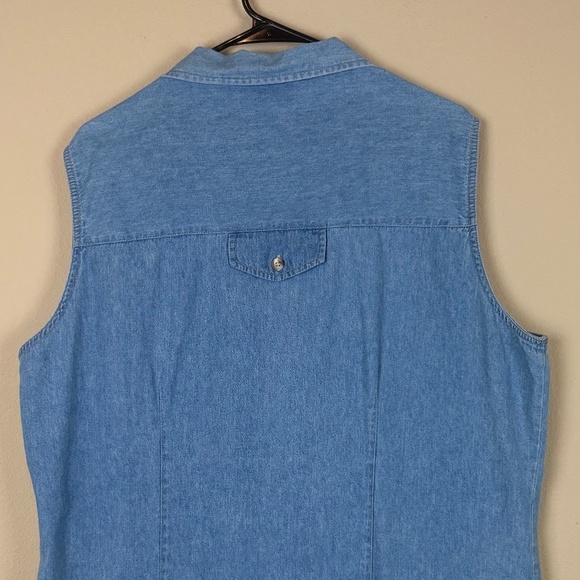 Carolina Blues Vintage Light Blue 100% Cotton Denim Full Button Up Vest; Size 20 - Picture 7 of 12